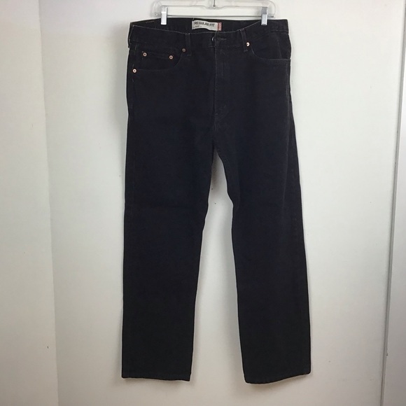 Levi’s 505  Regular Fit Straight leg Red Tab black jeans size W38 L 32. - Picture 1 of 7